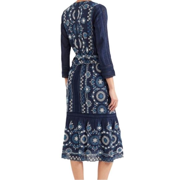Sea Sofie Broderie Anglaise Cotton Midi Dress Size 0 - Picture 7 of 7